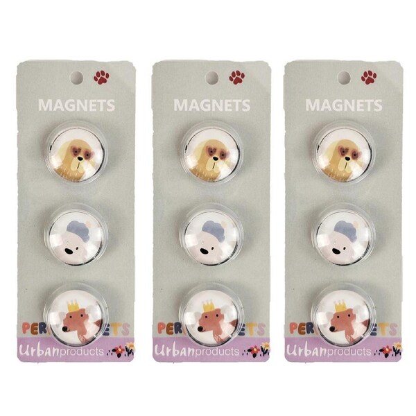 3x 3pc Urban 3cm Resin Magnets Perfect Pets Dogs Home Charm Fridge Decor Display