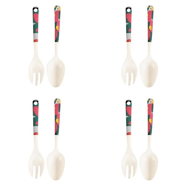 4x 2pc Urban Melody Bamboo Fibre Spoon/Fork Salad Servers Kitchen Utensil Set