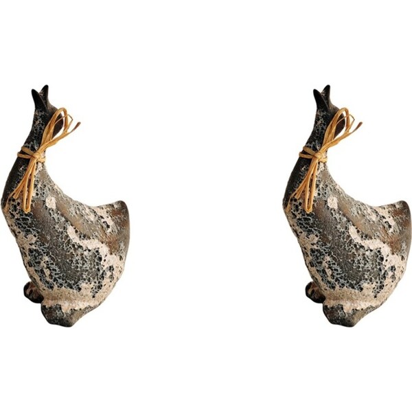 2x Urban 16cm Delphi Duck Garden Ornament Home Decor Animal Statue Display Grey