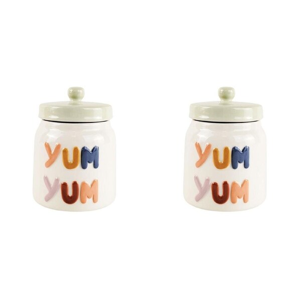 2x Urban 14cm Ceramic Yum Yum Treats/Snacks Jar Container Storage w/ Lid Asst
