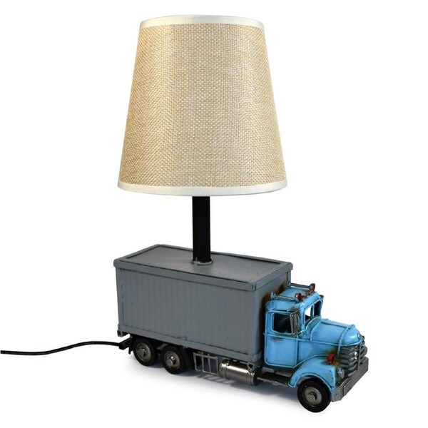 Auto Petit USB LED Desk/Table Lamp Container Truck Home Decor 21x27cm Blue
