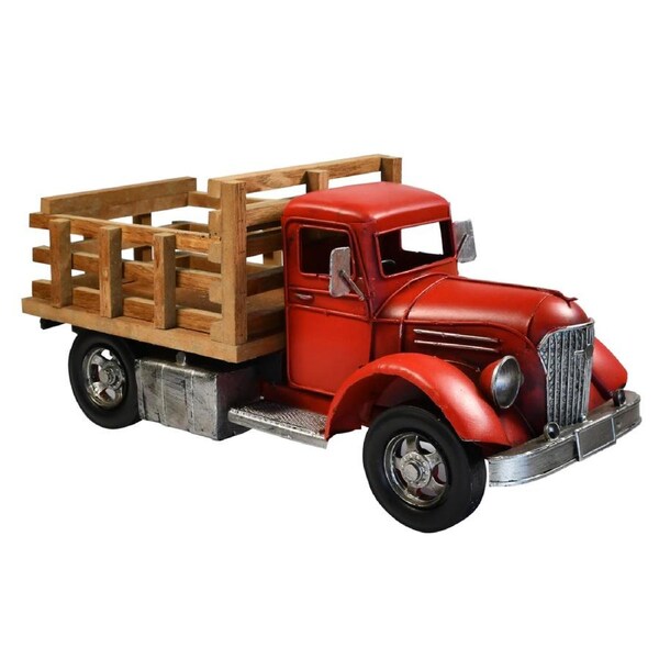 Auto Petit Farm Truck Metal Decorative Retro Home Decor Ornament 37x17cm Red