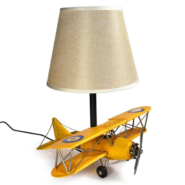 Auto Petit USB LED Desk Lamp Curtis Jenny Plane 29x33cm Retro Home Decor Yellow