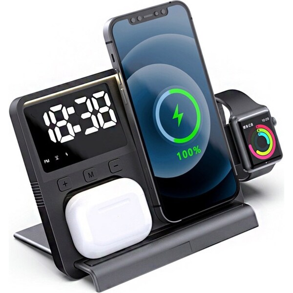 5 In 1 Vertical Magnetic Wireless Charger Multifunctional Clock Wireless Charger