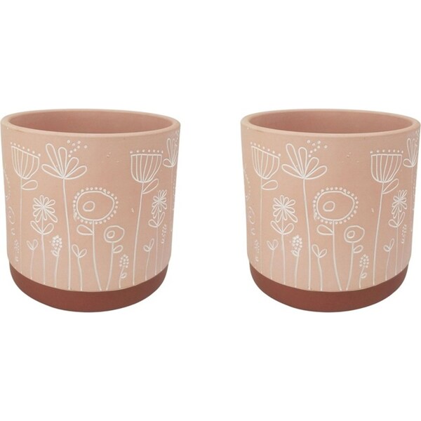 2x Urban Bree 14cm Ceramic Planter Flower/Plant Pot Home Desk Decor Medium Pink