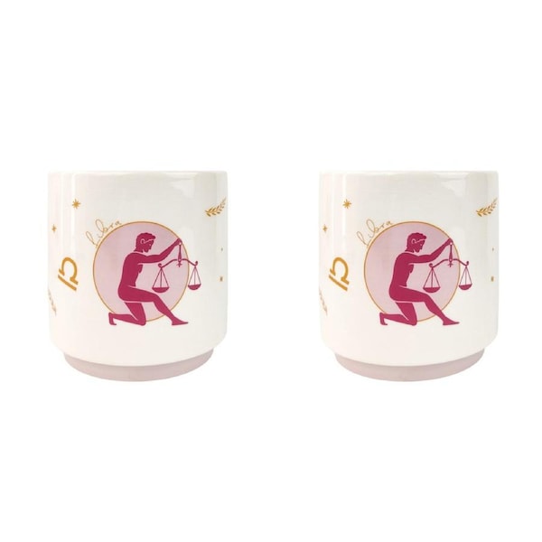 2x Urban Libra Zodiac 13cm Ceramic Planter Flower/Plant Pot Decor Small Purple