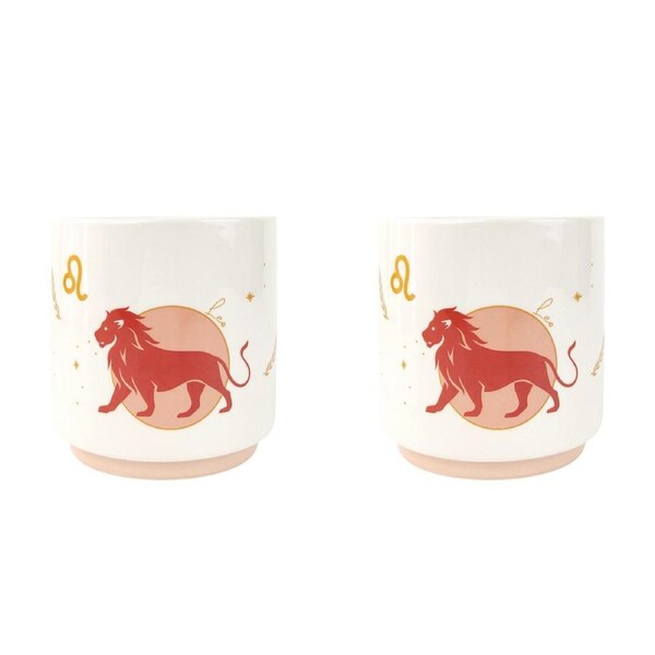 2x Urban Leo Zodiac 13cm Ceramic Planter Flower/Plant Pot Home Decor Small Pink