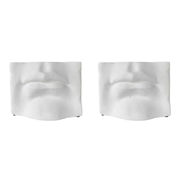 2x Urban Jolie 16x21cm Concrete Mouth Planter Flower/Plant Pot Home Decor White