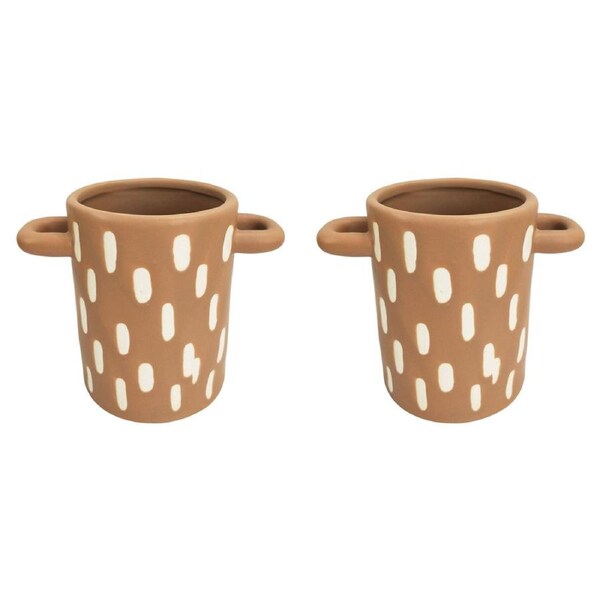 2x Urban Lydia 13.5cm Ceramic Planter Flower/Plant Pot Desk Decor Medium Beige