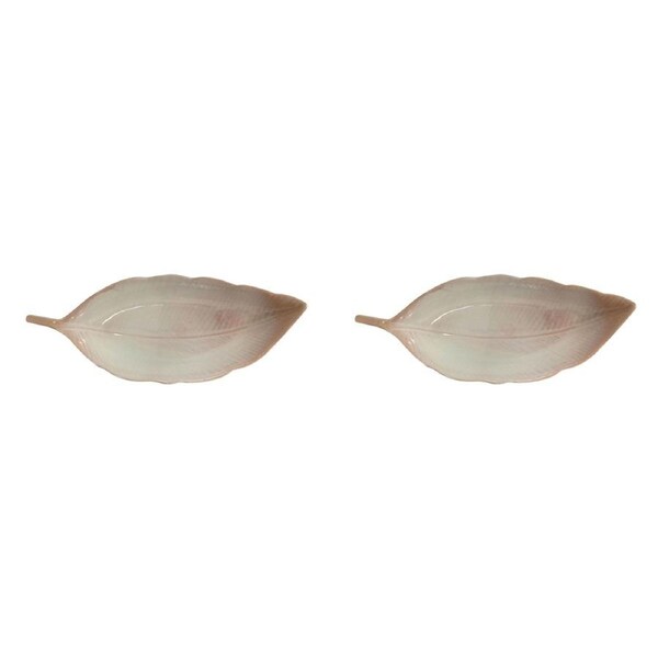 2x Urban Lyra Ceramic Long Leaf Plate Home/Kitchen Decor Trinket Display Blush