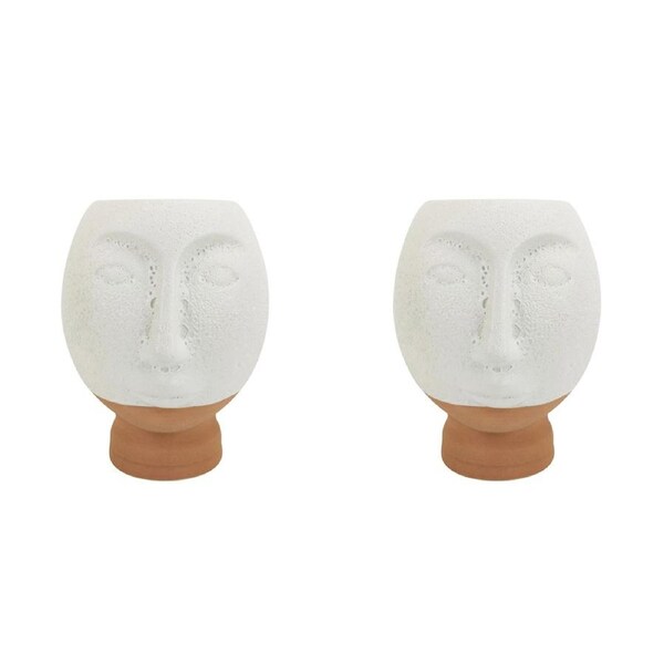 2x Urban Kendall Face 18cm Ceramic Plant/Flower Vase Home Display Pot Small WHT
