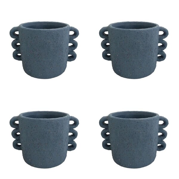 4x Urban Dayze 13cm Concrete Planter Flower/Plant Pot Home Decor Small Sapphire