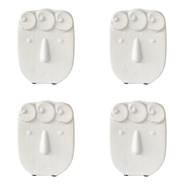 4x Urban Curly Hair Face 14cm Concrete Plant/Flower Vase Display Pot Small White
