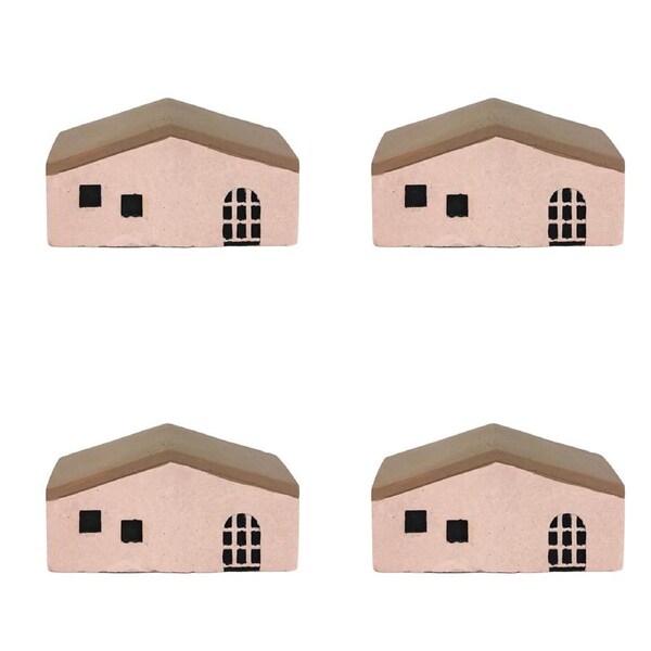 4x Urban Jonah House 12cm Concrete Ornament Home Decor Statue Display Long Pink
