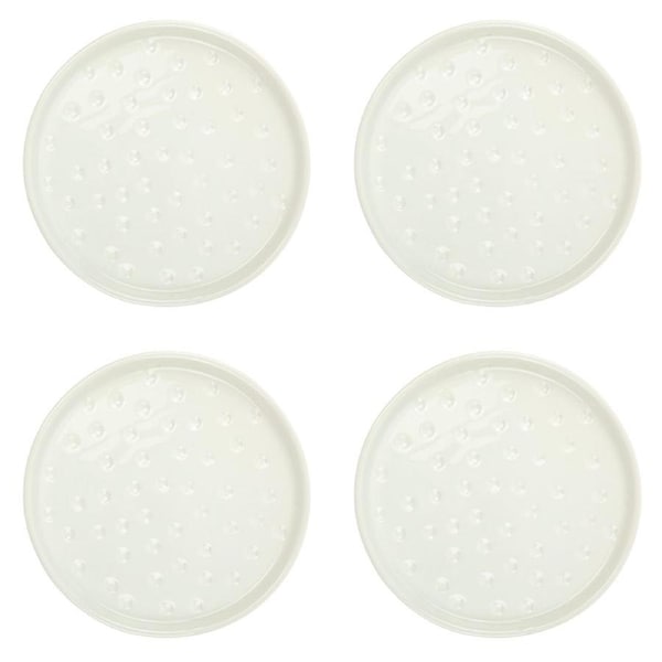 4x Urban 16cm Spotted Ceramic Saucer Home/Garden Plant Pot Drip Plate Medium WHT
