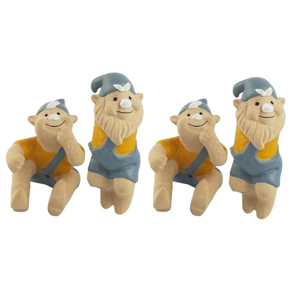 4x 2pc Urban 8cm Gnome Ceramic Pot/Vase Hanger Display Figurine Blue/Yellow