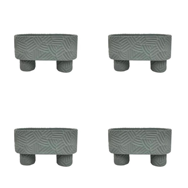 4x Urban Enola 20cm Concrete Long Planter Flower/Plant Pot w/ Legs Decor Blue