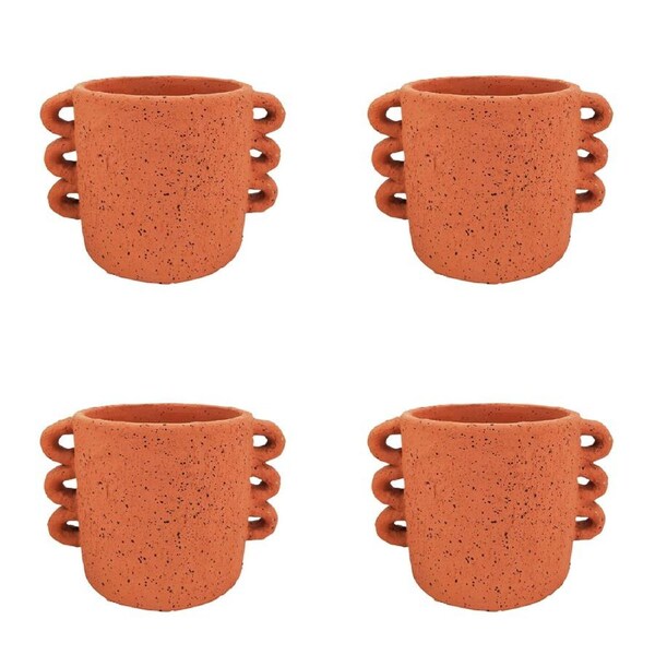 4x Urban Dayze Concrete 20cm Planter Flower/Plant Pot Home Desk Decor Sml Sienna