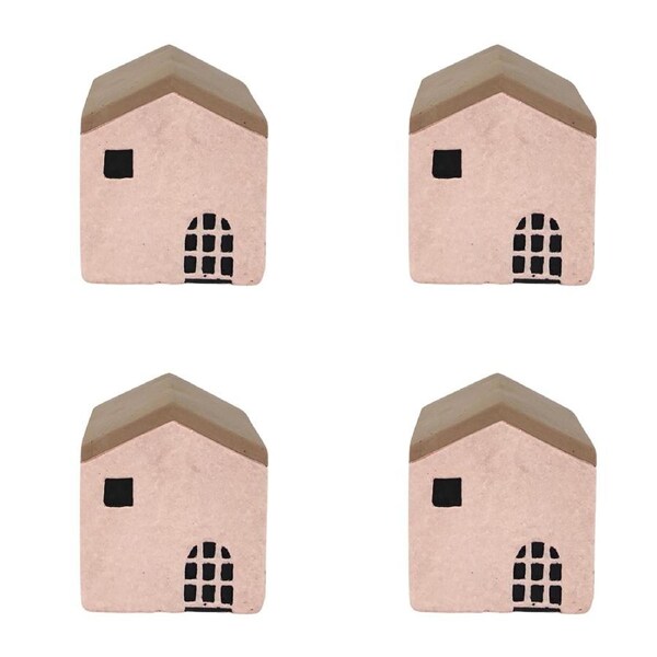 4x Urban Jonah House 8cm Concrete Ornament Home Decor Statue Display Medium Pink