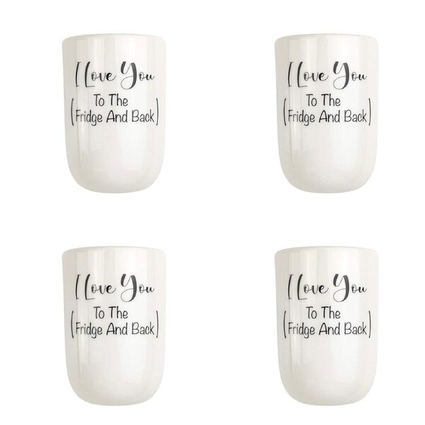 4x Urban I Love You To The Fridge & Back 10cm Magnet Ceramic Planter Pot WHT