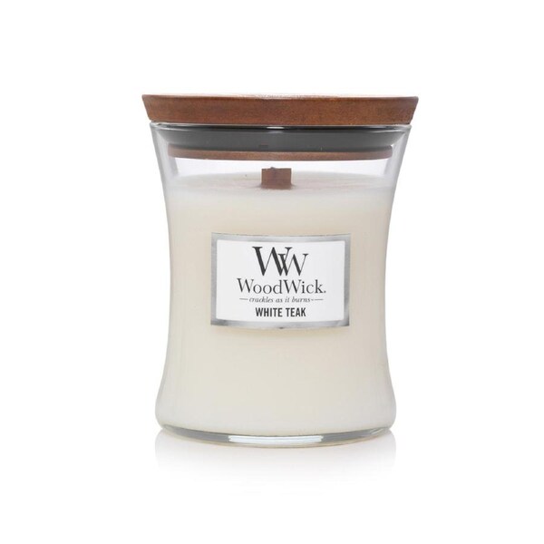 WoodWick 274g Scented Home Fragrance Soy Wax Candle White Teak Medium