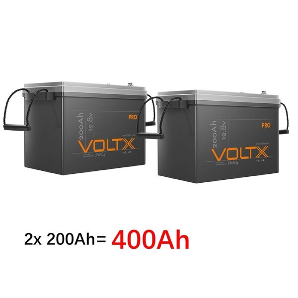 2x 12V 200Ah Lithium Battery LiFePO4 – VoltX 2560Wh, 200A BMS, Outdoor RV Power