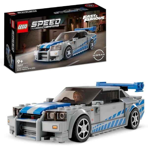 LEGO Speed Champions 2 Fast 2 Furious Nissan Skyline GT-R (R34) 76917 Building Toy Set; Racing Car Model for Ages 9+ (319 Pieces)