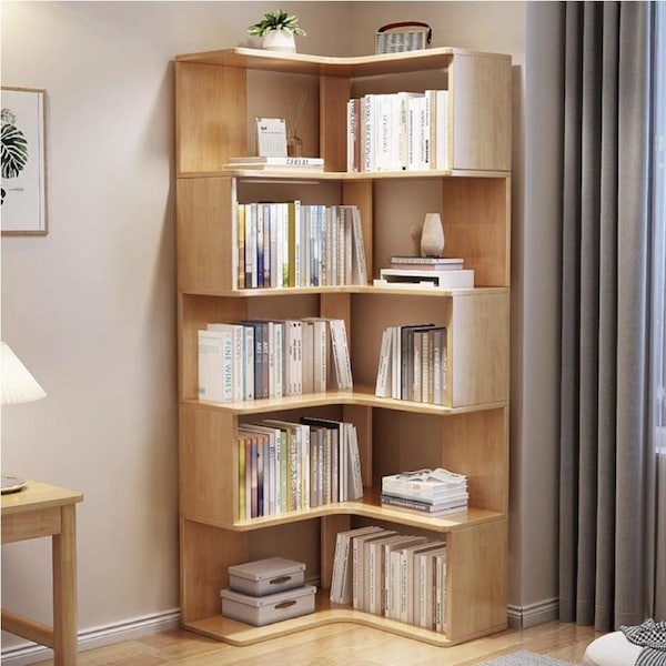 Ossab Solid Wood Corner Shelf/Bookcase/Showcase/Rubberwood