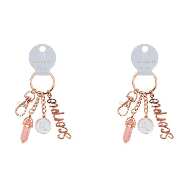 2x Splosh Mystique Scorpio Metal Keychain Zodiac Bag Accessory Charm Rose Gold