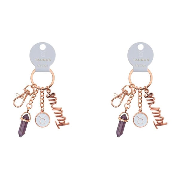 2x Splosh Mystique Taurus Metal Keychain Zodiac Key Accessory Charm Rose Gold