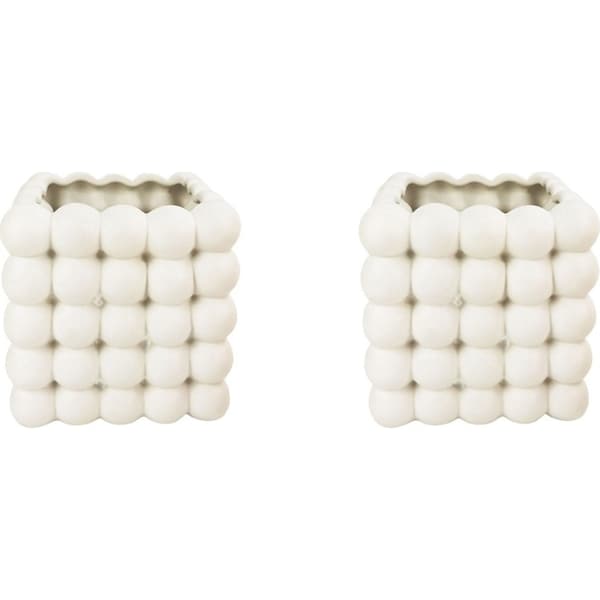 2x Urban Addie Bubble 13cm Ceramic Planter Flower/Plant Pot Home Decor Sml White