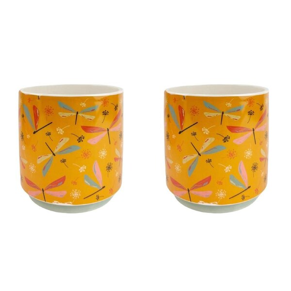 2x Urban Moth 13cm Ceramic Planter Flower/Plant Pot Small Home Desk Decor Blue