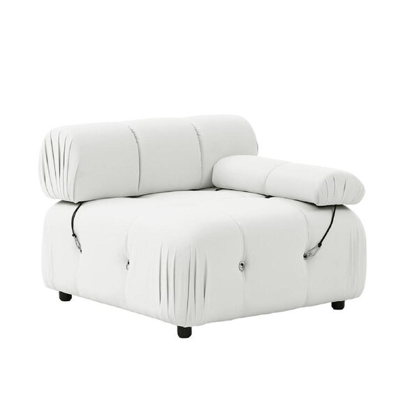 Foret 1 pc Arm Seat Modular Tufted Velvet Sofa Lounge Couch Furniture Home Beige