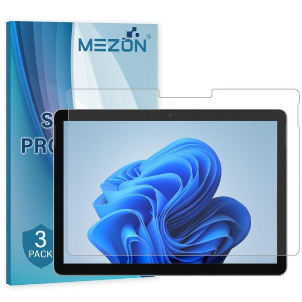 [3 Pack] Microsoft Surface Go 4 (10.5") Ultra Clear Film Screen Protector by MEZON – Case and Surface Pen Friendly, Shock Absorption
