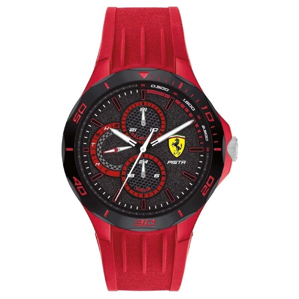 Scuderia Ferrari Red Silicone Black Dial Multi-function Men's Watch - 830723
