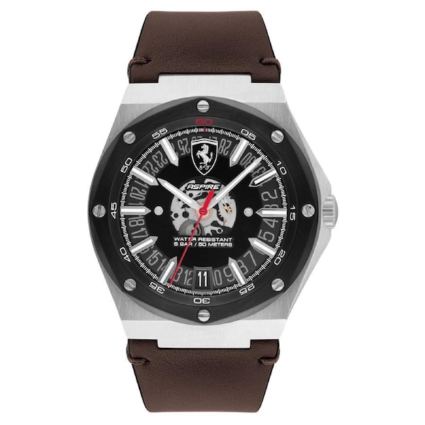 Scuderia Ferrari Aspire Brown Leather Black Dial Men's Watch - 830844