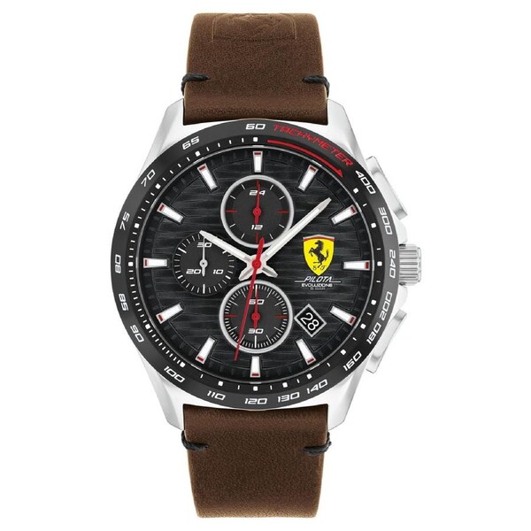 Scuderia Ferrari Pilota Evo Brown Leather Black Dial Chronograph Men's Watch - 830879