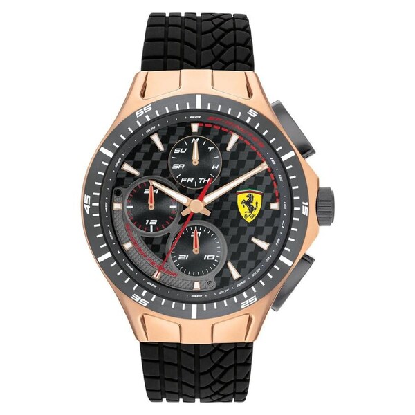 Scuderia Ferrari Race Day Black Silicone Band Men's Multi-function Watch - 830861