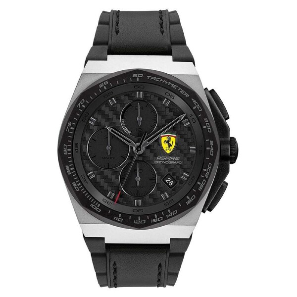 Scuderia Ferrari Aspire Black Leather & Silicone Men's Chrono Watch - 830868