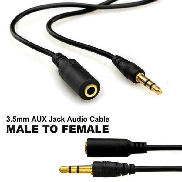 AUX Male to Female Cable Audio 3.5mm Headphone Stereo Extension Cord
