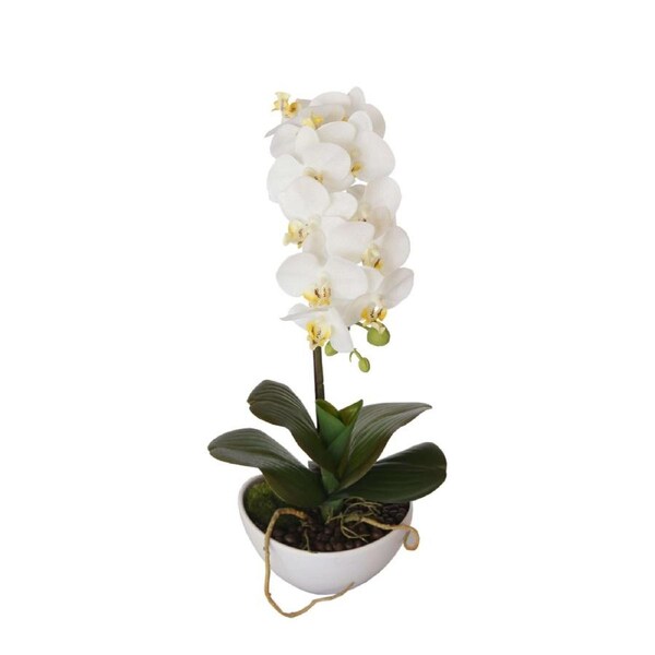 46cm Butterfly Artificial Potted Orchid White