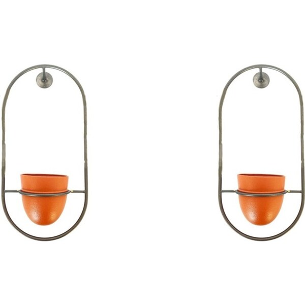 2x Urban Arnie Long Wall Hanging 21x46cm Metal Planter Flower/Plant Pot Terra