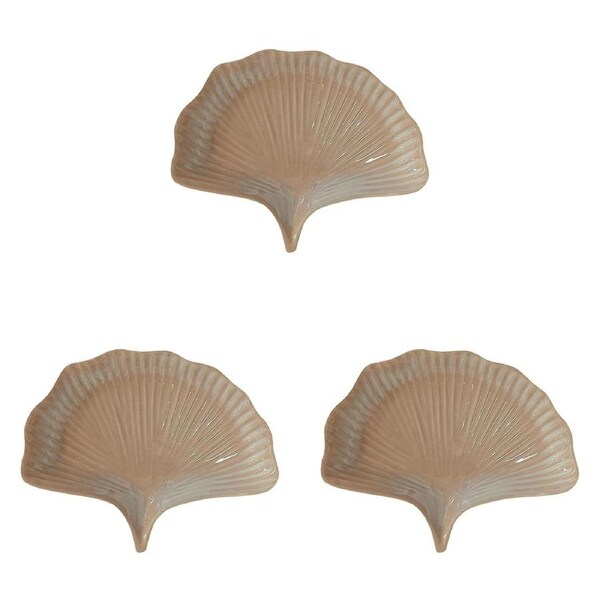 3x Urban Lyra 23cm Ceramic Ginko Plate Home/Kitchen Decor Trinket Display Blush