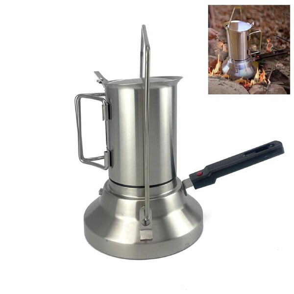 Mornest 2 In 1 Camping Stainless Steel 9Cup Pot Moka Coffee Maker Italian Espresso Kettle 2024 NEW MODLE