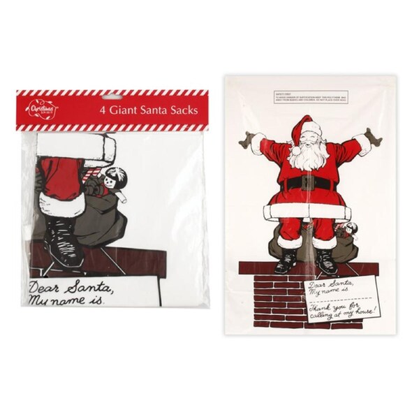 4x Christmas Santa Sack Xmas Personalise Big Plastic Bag Gifts Stocking 76x50cm