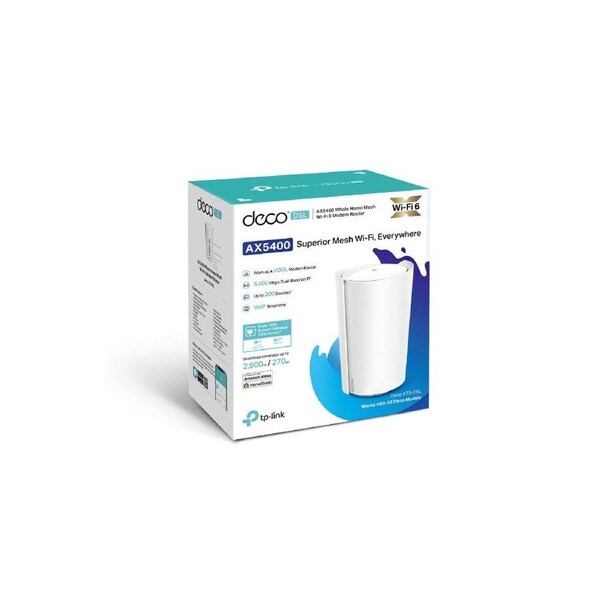 TP-Link Deco X73-DSL AX5400 VDSL Whole Home Mesh Wi-Fi 6 System, 270sqm Coverage For 1-3 Bedroom Houses, Duak-Band, OFDMA, MU-MIMO, Beamforming