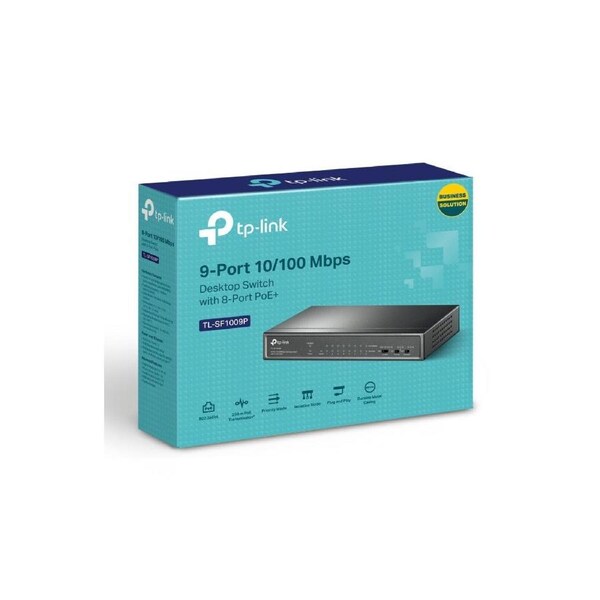 TP-Link TL-SF1009P 9-Port 10/100Mbps Desktop Switch with 8-Port PoE+