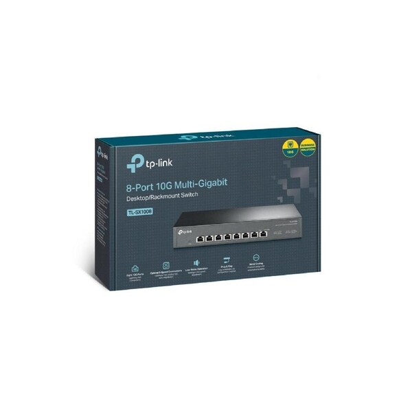 TP-Link TL-SX1008 8-Port 10G Desktop/Rackmount Switch, 160Gbps, Intelligent Fan Noise adjustment, Metal Casing, Plug and Play