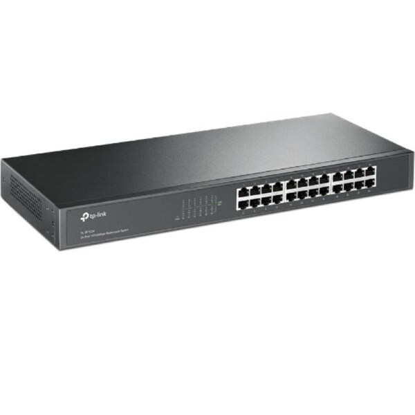 TP-Link TL-SF1024 24-Port 10/100Mbps Rackmount Unmanaged Switch energy-efficient Supports MAC 19-inch rack-mountable steel case 4.8 Gbps Switching Cap