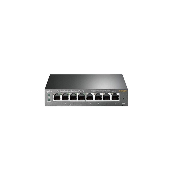 TP-Link TL-SG108PE 8-Port Gigabit Easy Smart Switch with 4-Port PoE, 55W IEEE 802.3af, Fanless, VLAN Features